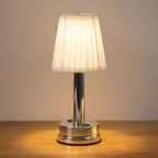 Nordic LED Rechargeable Table Lamp Fabric Shade Metal Base Touch Control USB Charging