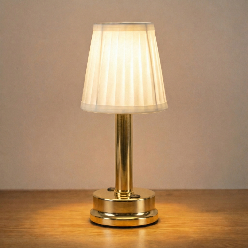 Nordic LED Rechargeable Table Lamp Fabric Shade Metal Base Touch Control USB Charging
