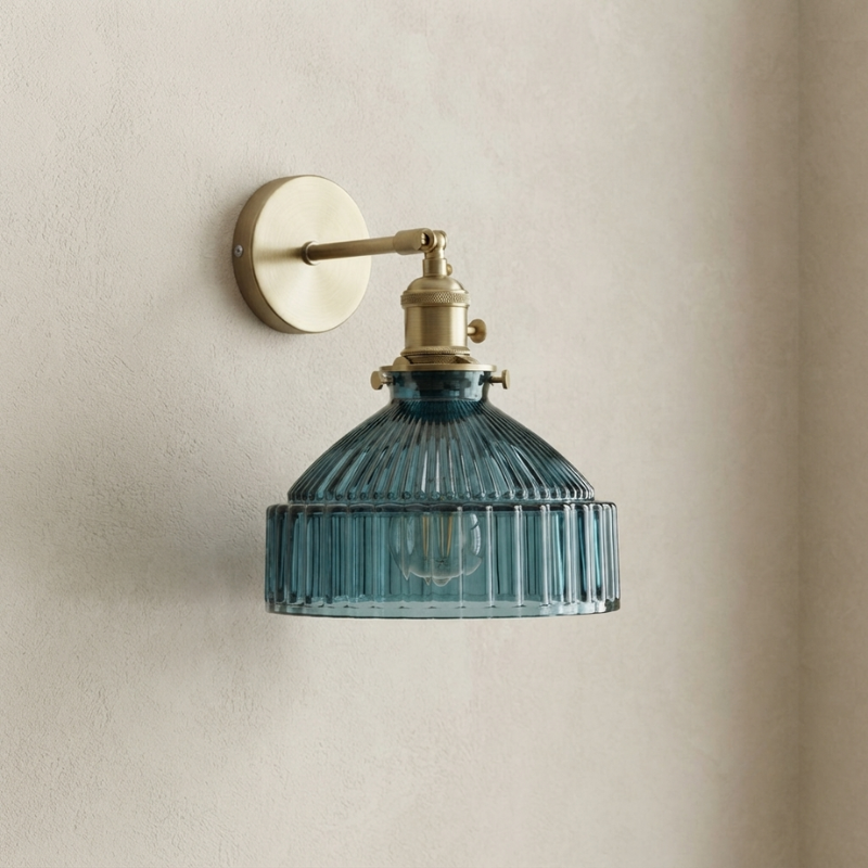 Wall Sconce Ribbed Glass Dome Single Light E26 Indoor Lighting