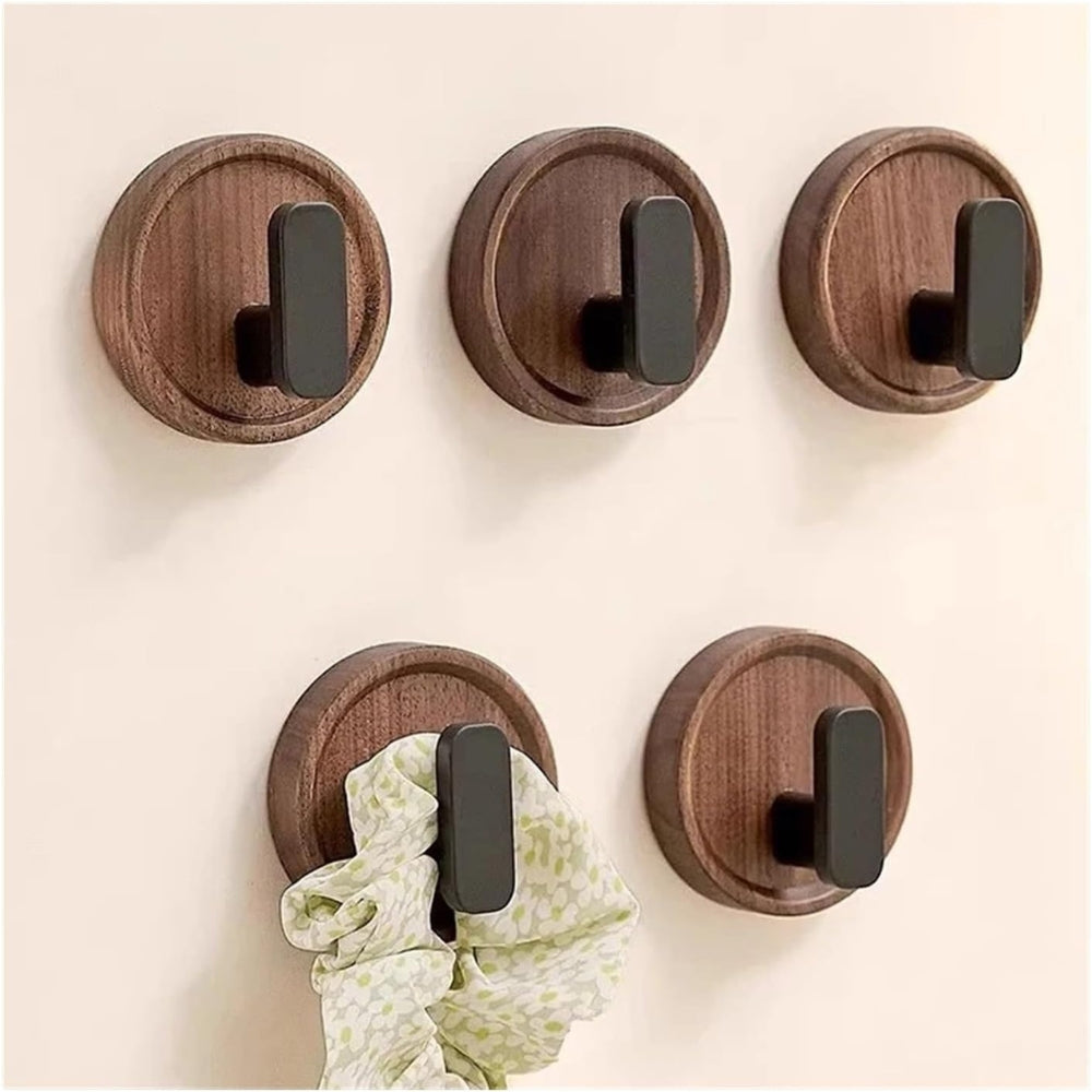 Wall Hook Solid Walnut Self Adhesive Single Hook