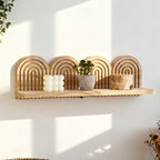 NordischBogen: Wall Shelf Wood – decorative, floating & hanging in minimalist arch design for living room & bedroom