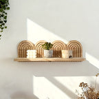 NordischBogen: Wall Shelf Wood – decorative, floating & hanging in minimalist arch design for living room & bedroom