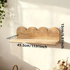 NordischBogen: Wall Shelf Wood – decorative, floating & hanging in minimalist arch design for living room & bedroom