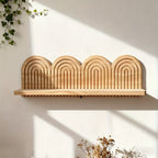 NordischBogen: Wall Shelf Wood – decorative, floating & hanging in minimalist arch design for living room & bedroom