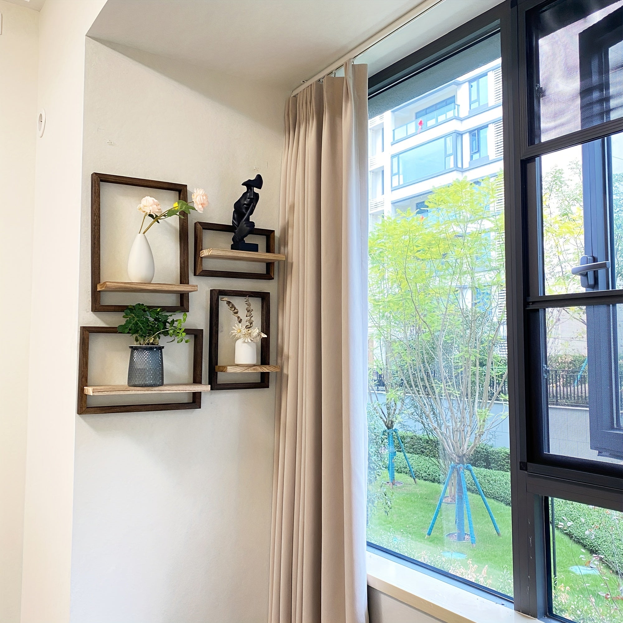 NordischerForm: Modern Wall Shelves – Set of 4, Multifunctional & Floating for Books, Plants & Photos in the Living Room