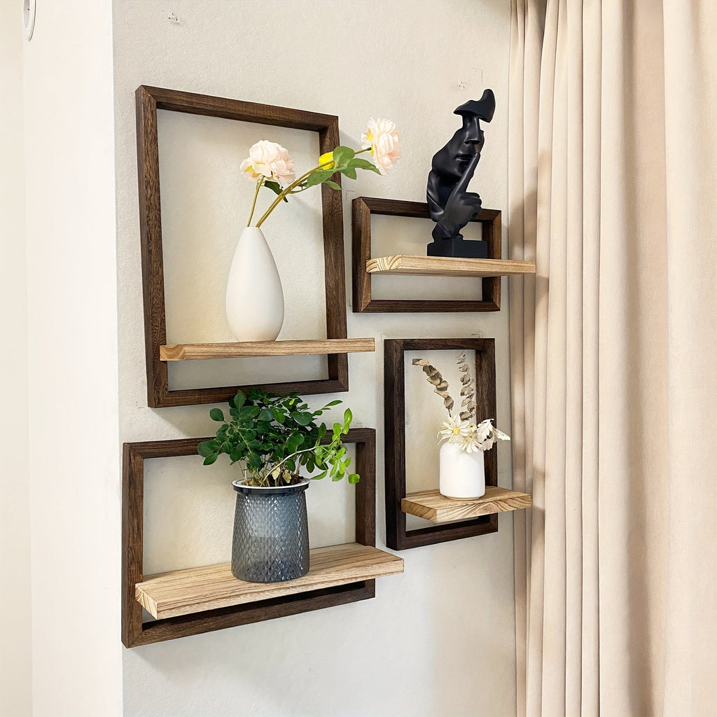 NordischerForm: Modern Wall Shelves – Set of 4, Multifunctional & Floating for Books, Plants & Photos in the Living Room