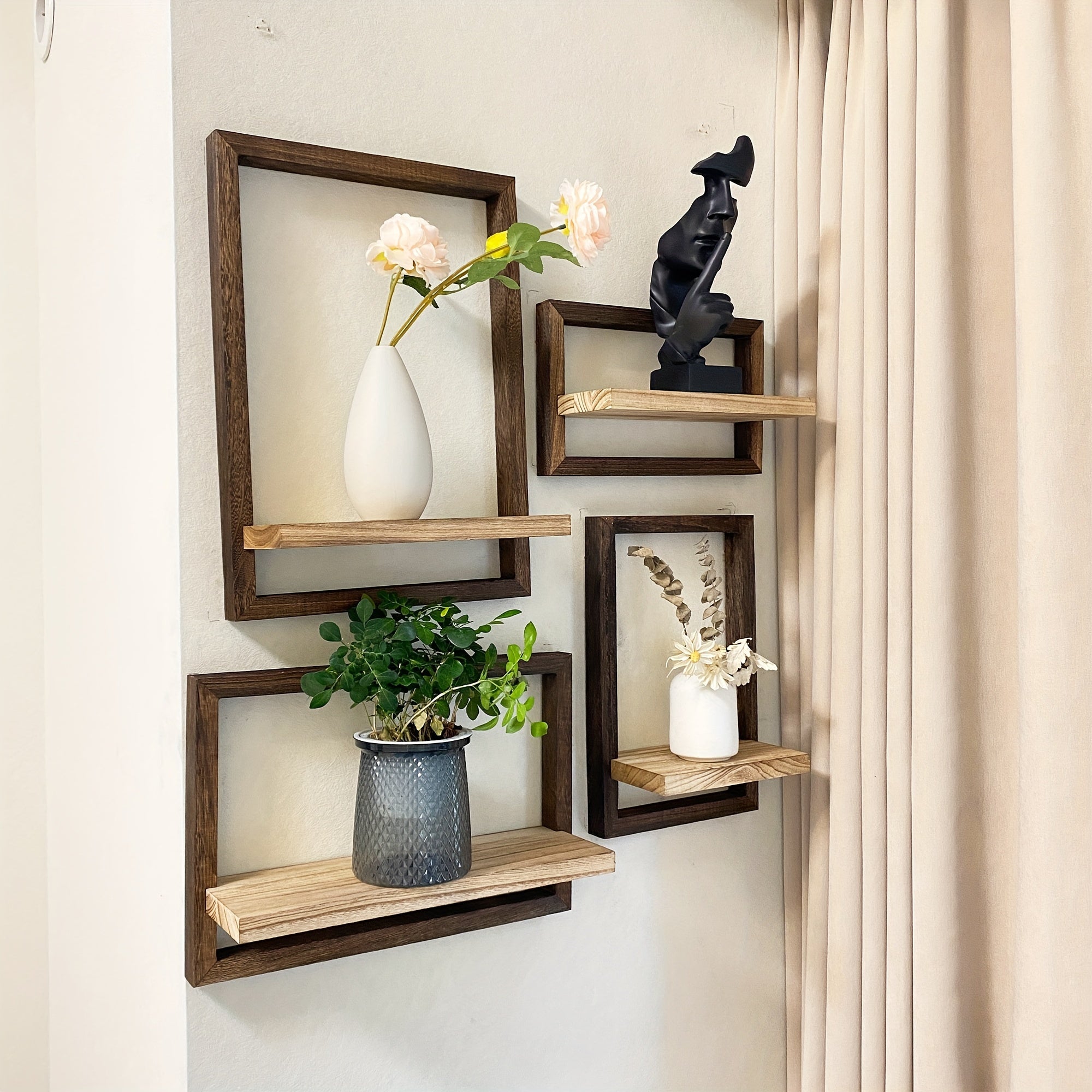NordischerForm: Modern Wall Shelves – Set of 4, Multifunctional & Floating for Books, Plants & Photos in the Living Room