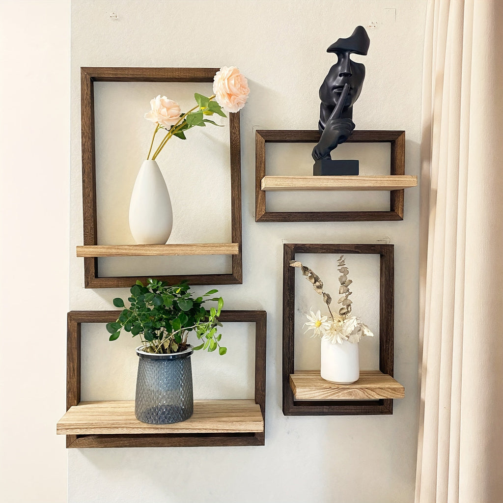 NordischerForm: Modern Wall Shelves – Set of 4, Multifunctional & Floating for Books, Plants & Photos in the Living Room