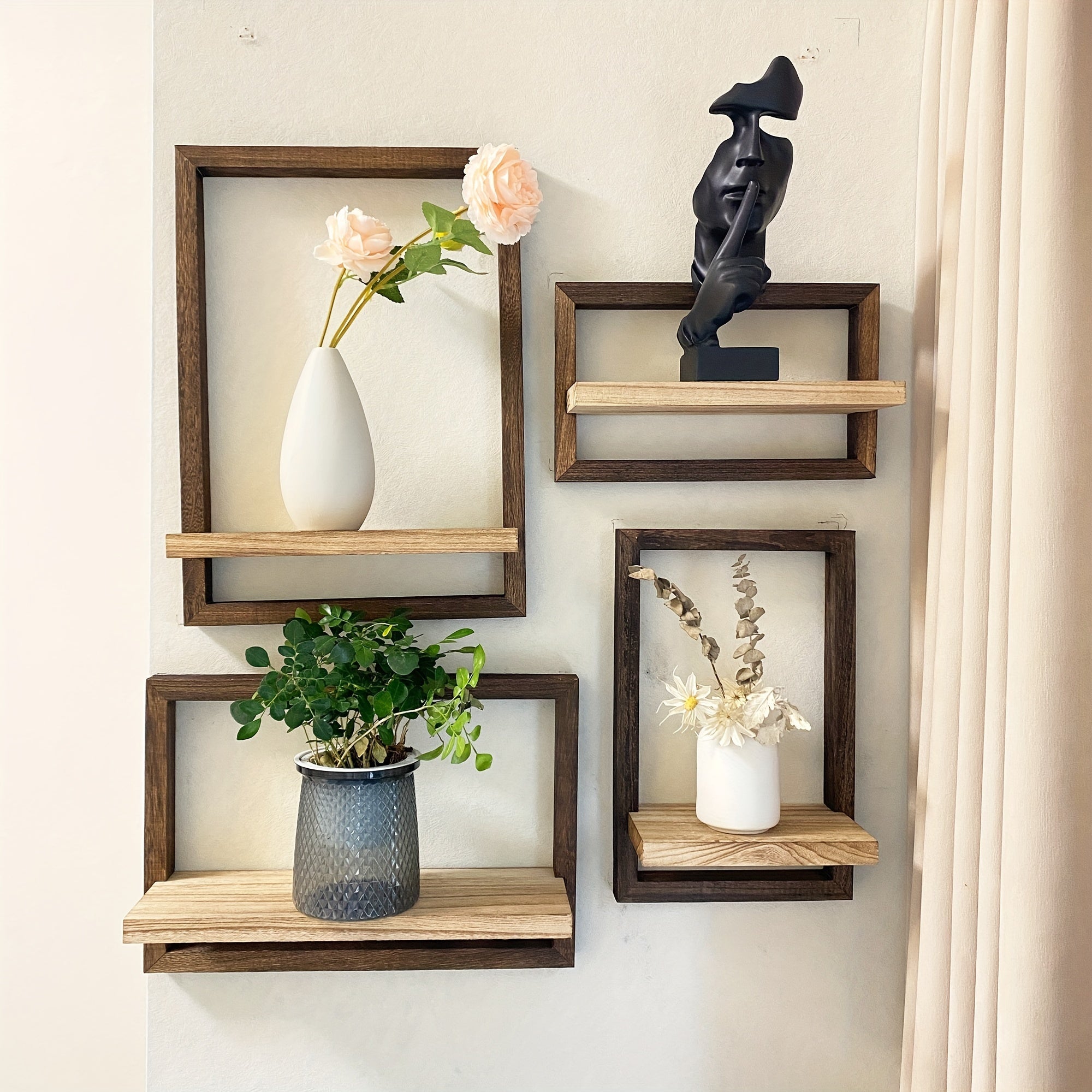 NordischerForm: Modern Wall Shelves – Set of 4, Multifunctional & Floating for Books, Plants & Photos in the Living Room