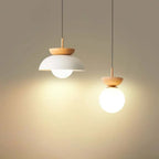 Nordiva: Pendant Light Made of Metal & Glass with Wood Look – for Scandinavian Living Spaces & Offices