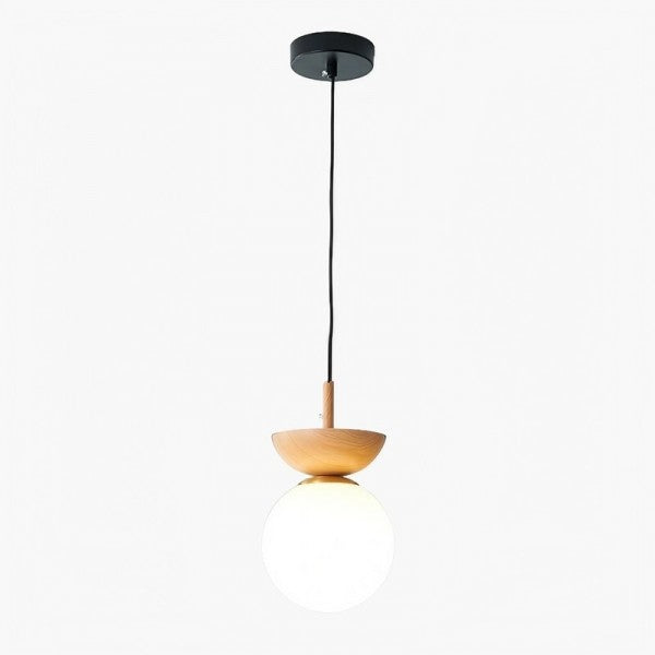 Nordiva: Pendant Light Made of Metal & Glass with Wood Look – for Scandinavian Living Spaces & Offices