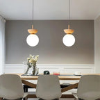 Nordiva: Pendant Light Made of Metal & Glass with Wood Look – for Scandinavian Living Spaces & Offices