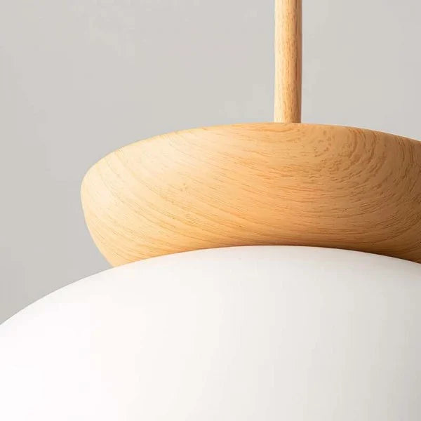 Nordiva: Pendant Light Made of Metal & Glass with Wood Look – for Scandinavian Living Spaces & Offices