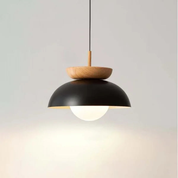 Nordiva: Pendant Light Made of Metal & Glass with Wood Look – for Scandinavian Living Spaces & Offices