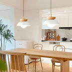 Nordiva: Pendant Light Made of Metal & Glass with Wood Look – for Scandinavian Living Spaces & Offices