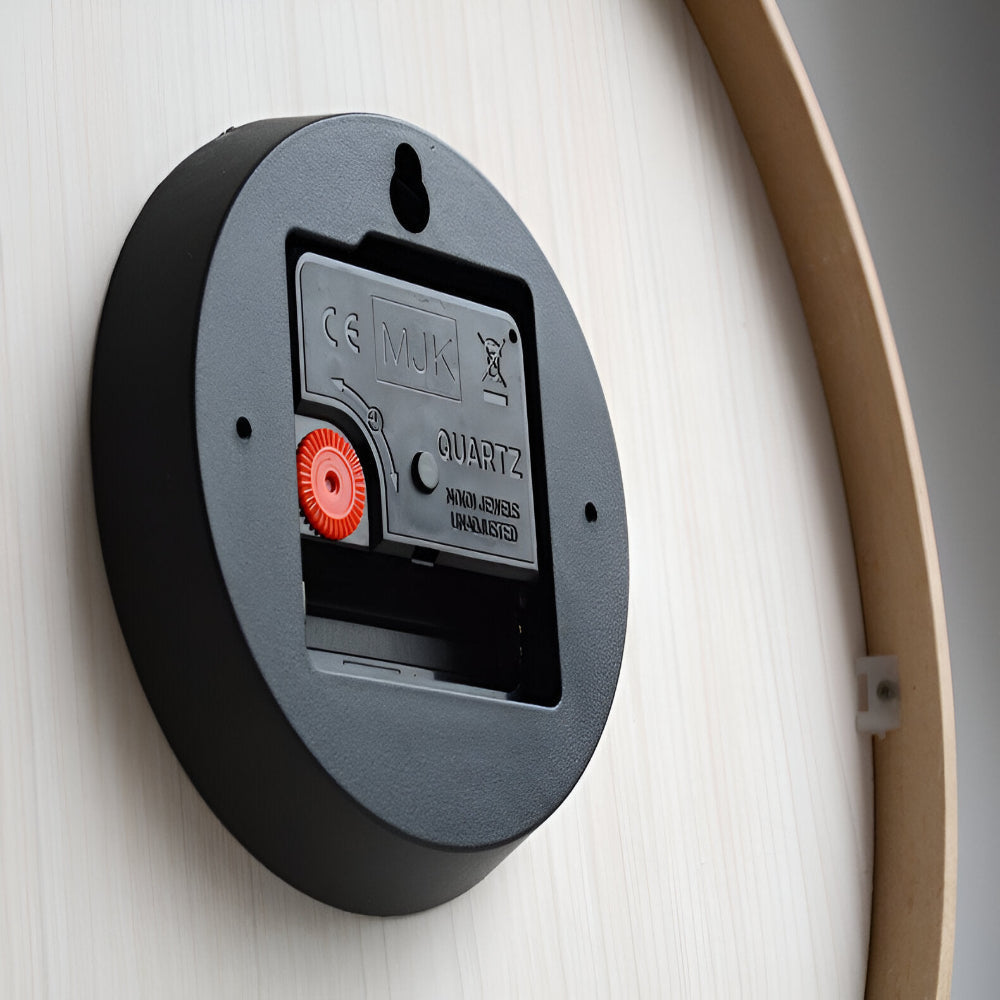 Norduhr: Round Designer Wall Clock Made of Wood with Silent Movement & Scandinavian Style – for Modern Living Spaces