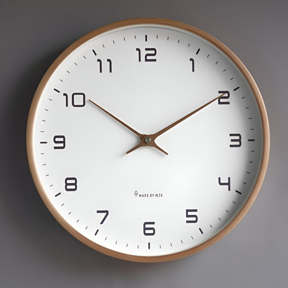 Norduhr: Round Designer Wall Clock Made of Wood with Silent Movement & Scandinavian Style – for Modern Living Spaces