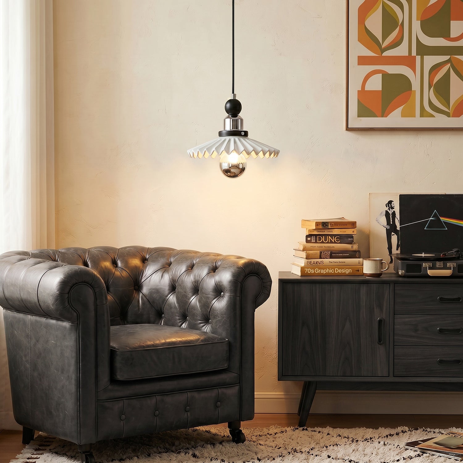 Nova Pleated Ceramic Pendant Lamp