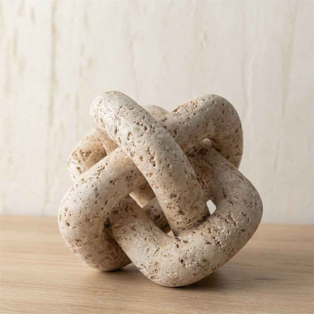 Bello Decorative Links Knot | Natural Travertine, Organic Shape