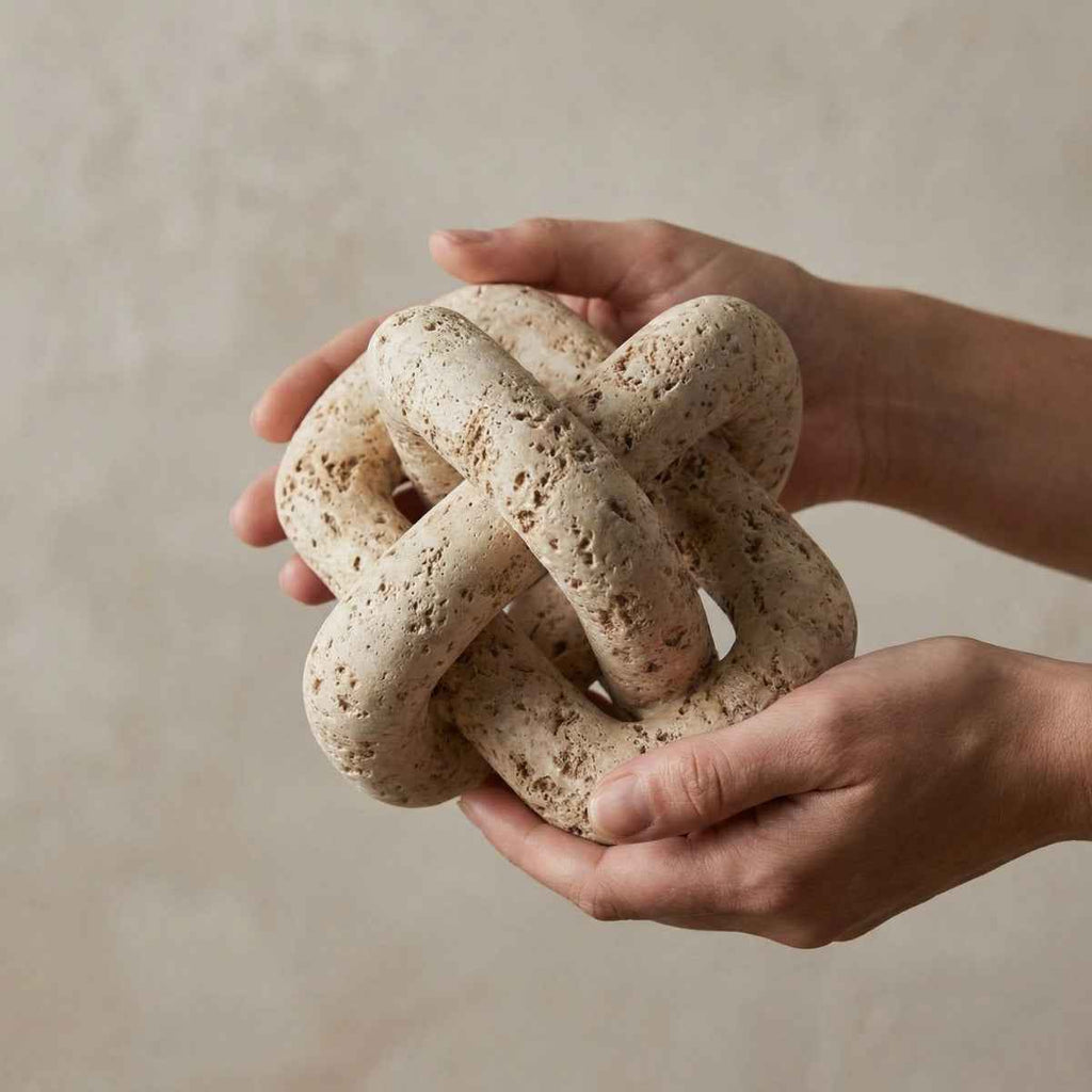 Bello Decorative Links Knot | Natural Travertine, Organic Shape
