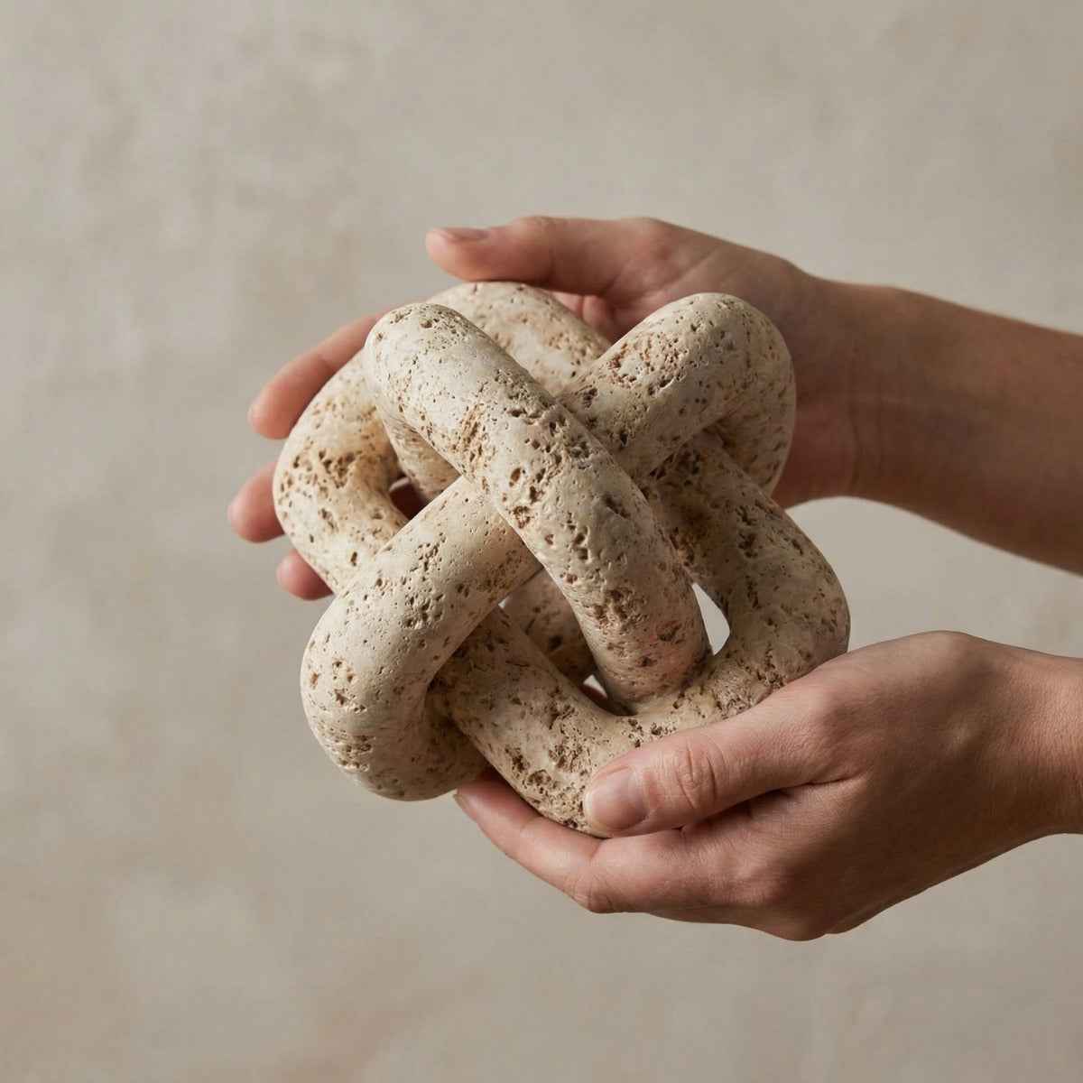 Bello Decorative Links Knot | Natural Travertine, Organic Shape