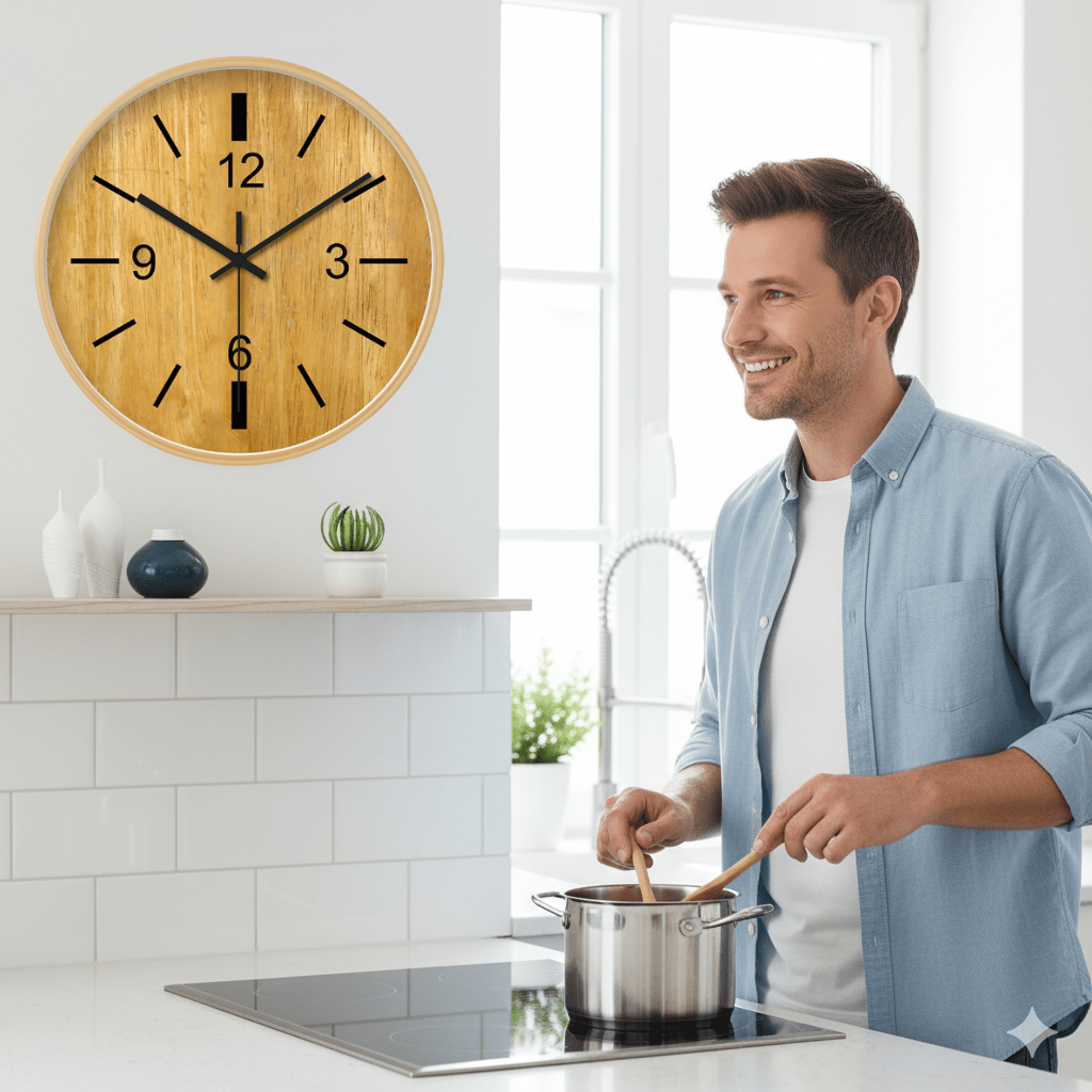 Numeral Wall Clock, Silent Quartz Movement, Easy Read Dial, Round Design