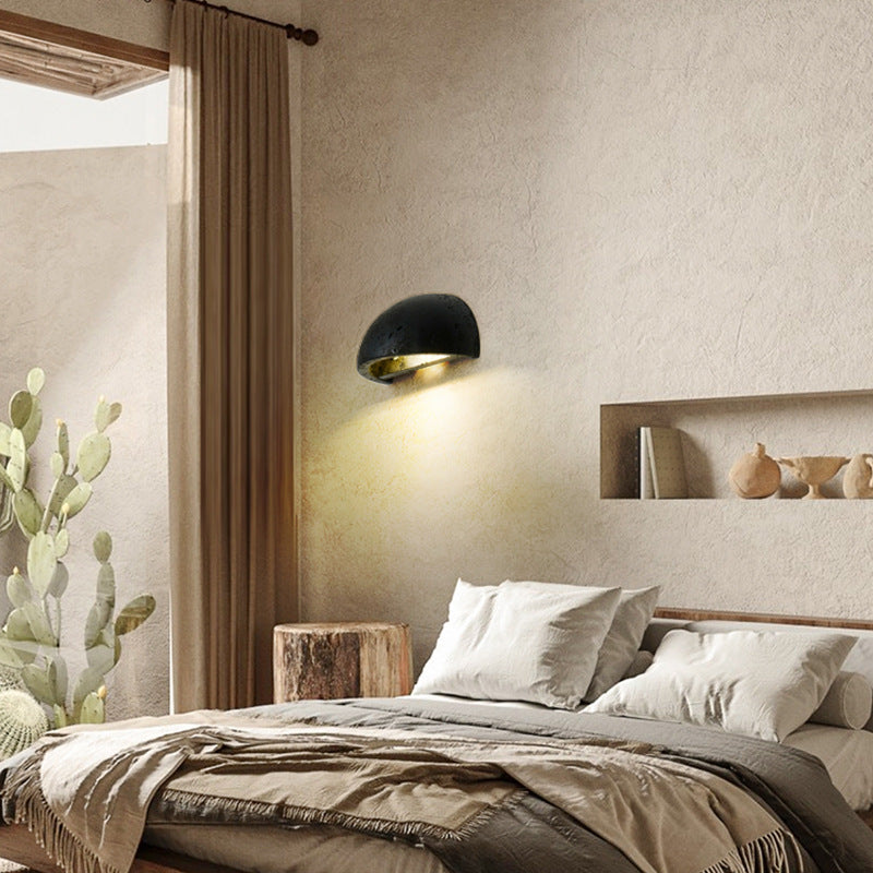 Wabi-Sabi Travertine Semicircular Wall Sconce LED 1-Light