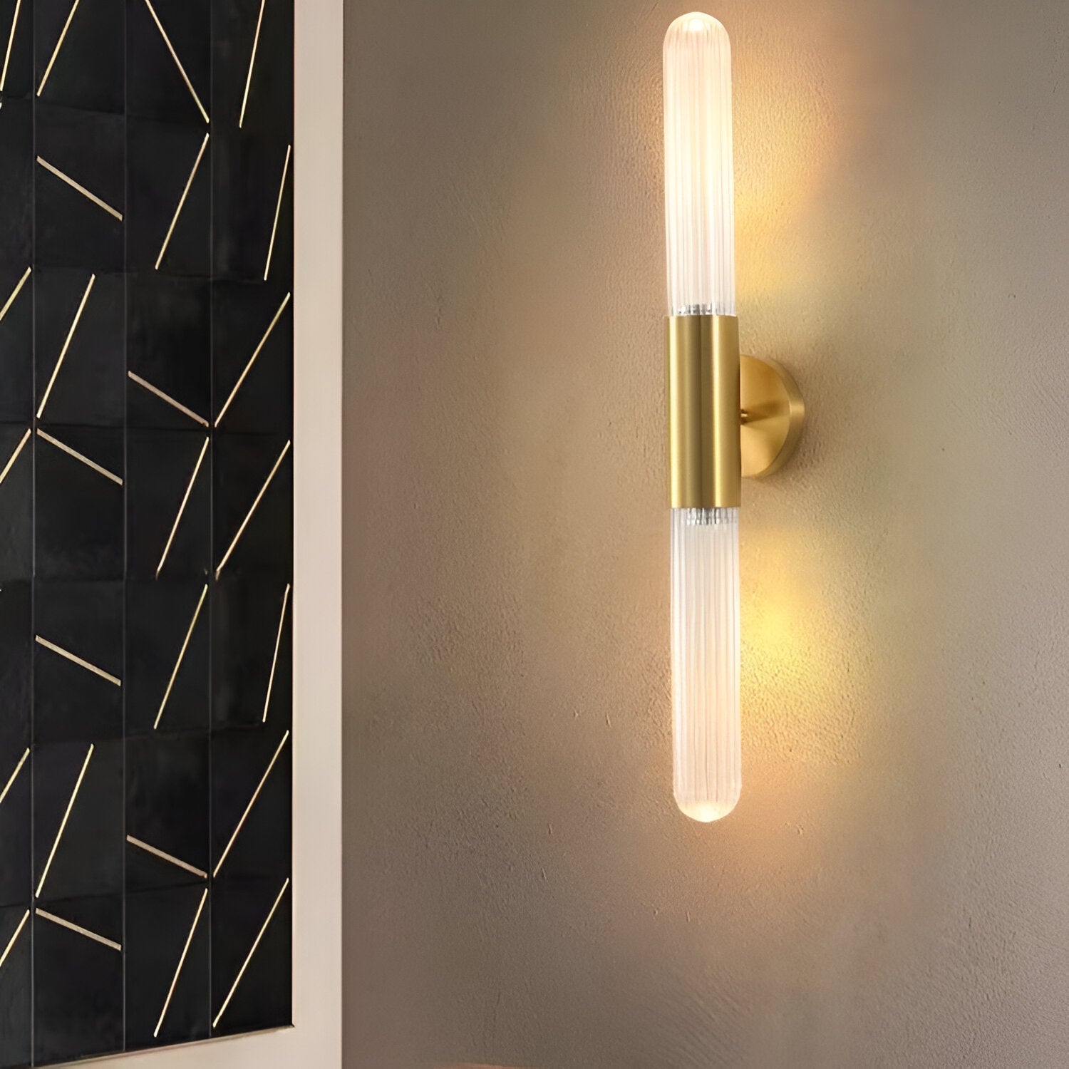 Nordic Water-Ripple Glass Brass Wall Sconce LED 1-Light