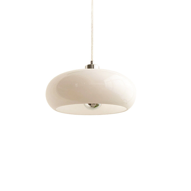 Retro White and Orange Glass Dome Single Pendant Light