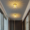 Contemporary Dual-Purpose 1-Light Flush Mount with Glass Sun Design and Full Copper Finish
