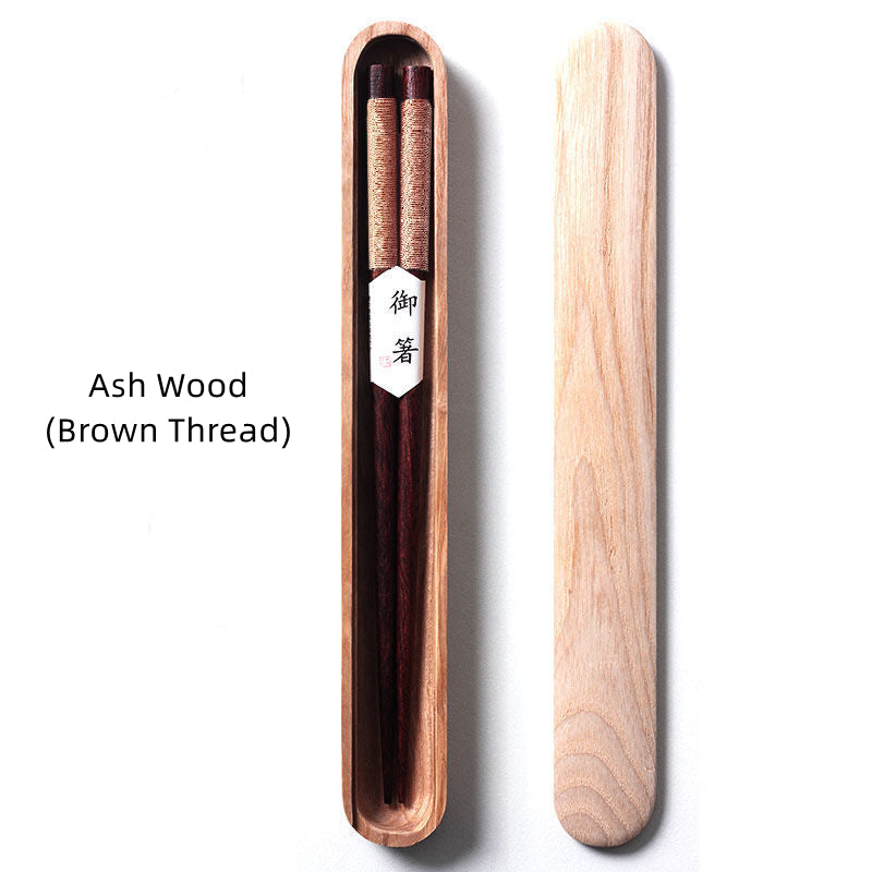 Kairo Chopsticks | Handgemaakt Walnoothout met Decoratieve Draadwrapping