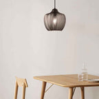Nordic Wavy Glass 1-Light Barrel Pendant with Textured Finish