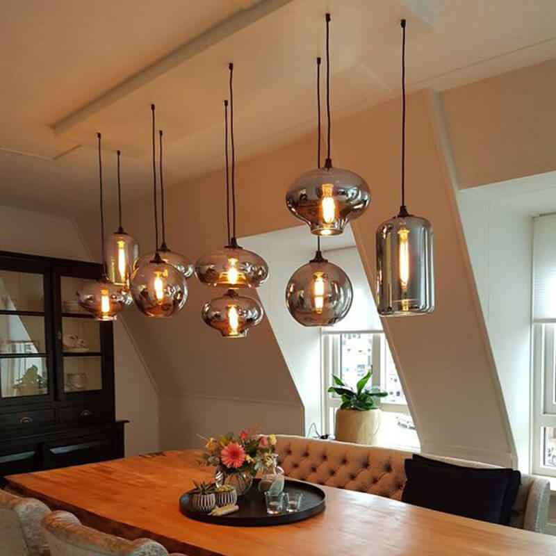 Contemporary Smoke Gray Glass LED Pendant Light with Single Bulb
