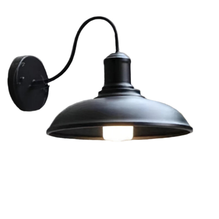 Vintage Industrial Iron Bowl Outdoor Wall Light LED 1-Light