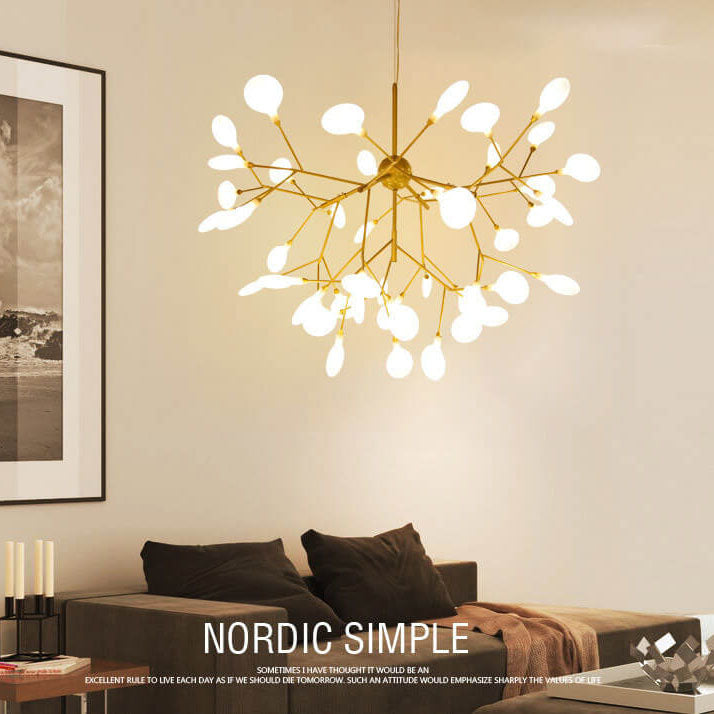 Contemporary Metal Branch LED Chandeliers with 27/36 Firefly Lights
