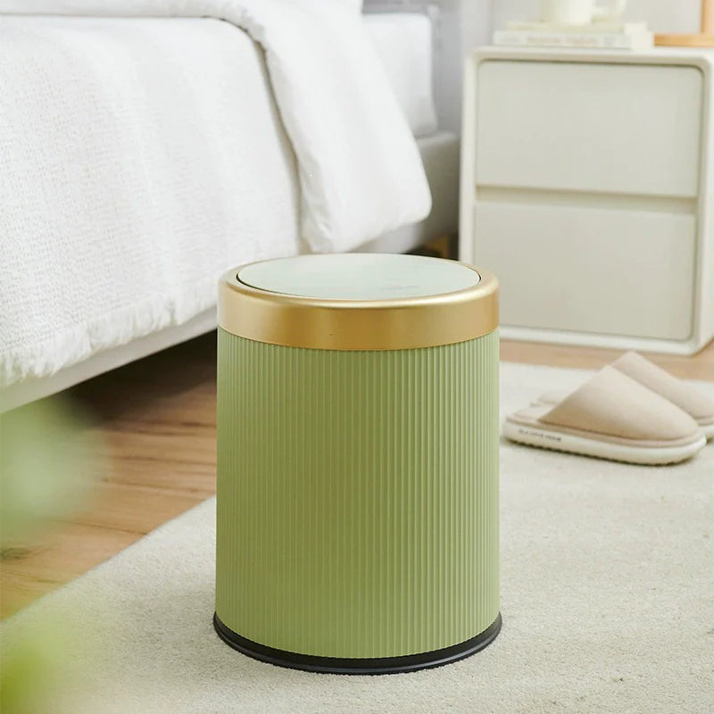Trash Can Press Top Plastic Oval Double Barrel Odor Sealing Lid