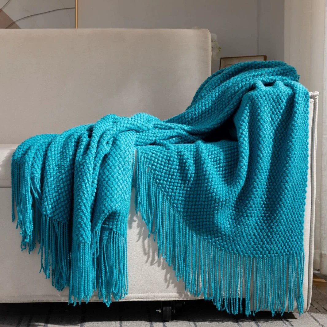 Waffle Knit Throw Blanket, Acrylic Material, Machine Washable