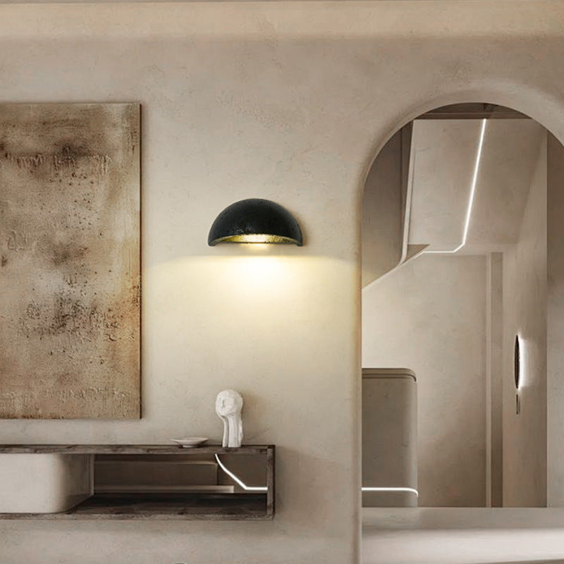 Wabi-Sabi Travertine Semicircular Wall Sconce LED 1-Light