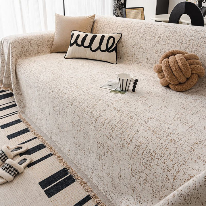 ChenilleEleganz: Sofa Cover in Jacquard Design with Speckled Texture & Breathable Comfort – for Sofa & Living Room