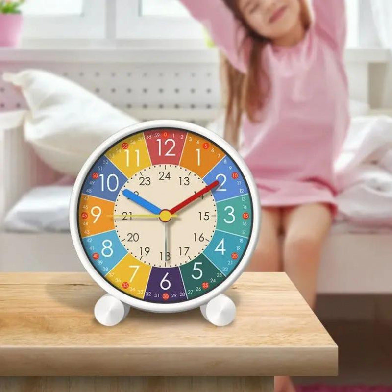 Analog Alarm Clock, Metal Shell, Sweep Seconds Movement, Color Block Dial