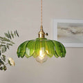 Bela Vintage Flower Pendant Lamp | Glass Shade, Brass Finish