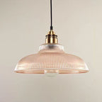 Retro Striped Glass Pendant Light with 1-Lamp Design