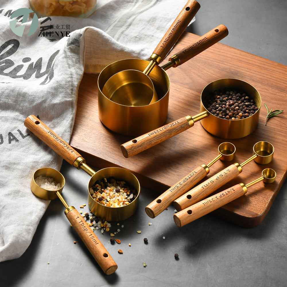 Kairo Measuring Cups & Spoons | Eikenhout & RVS, 8-delige set