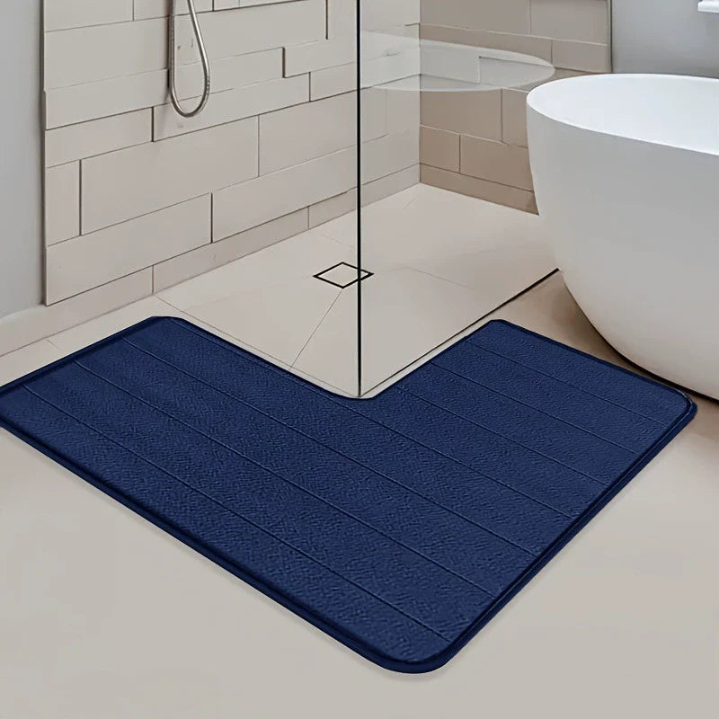 Bath Mat L Shaped Non Slip Washable Bathroom Rug