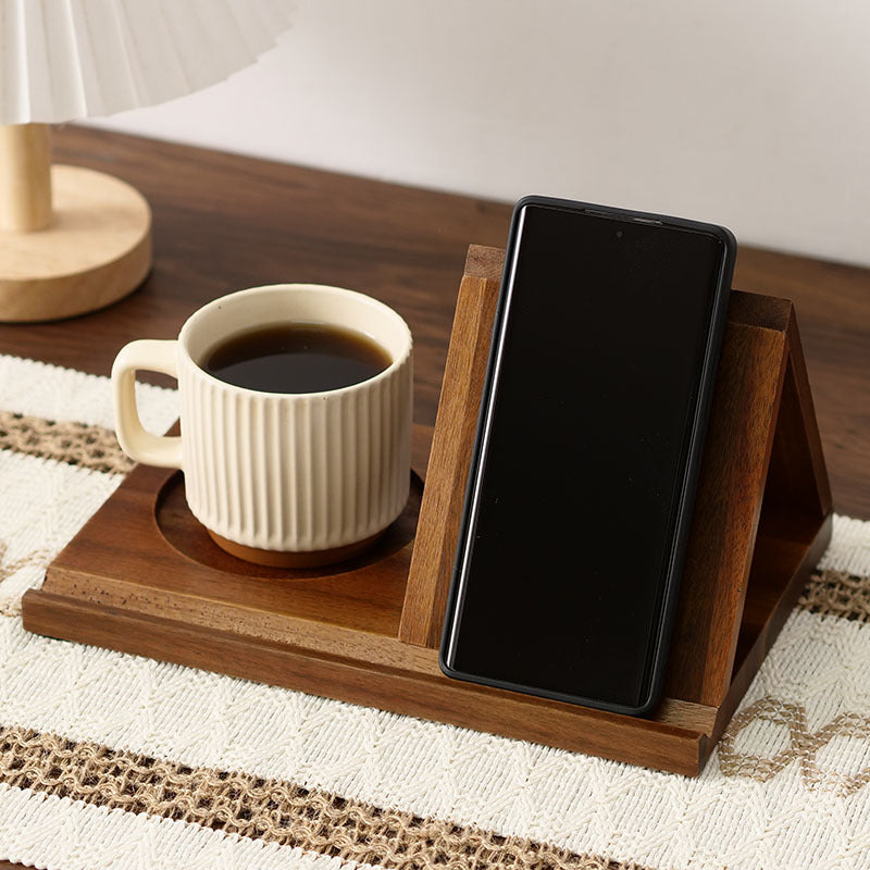 Desktop Book Stand Solid Pine Wood Adjustable Angle with Drink Holder