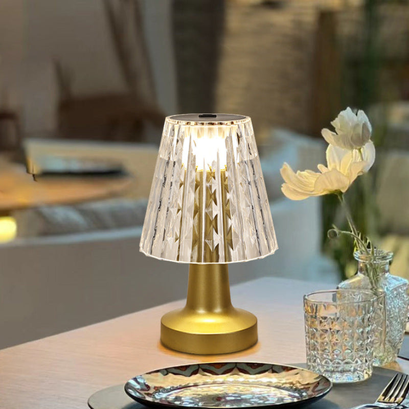 Table Lamp Glass Battery Operated E14 Base 4.33 Inch Compact