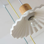 Contemporary Macaron Cement Scalloped 1-Light Pendant Lamp for Living Room
