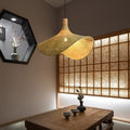 Bamboo Woven Straw Hat Pendant Light with Single Bulb