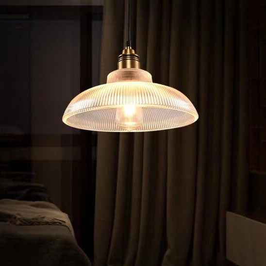 Retro Striped Glass Pendant Light with 1-Lamp Design