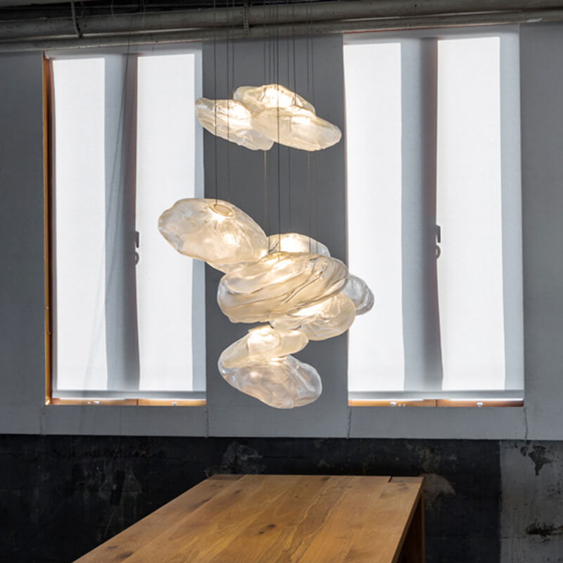 Contemporary Cloud-Shaped Glass 1-Light Pendant Suspension Light